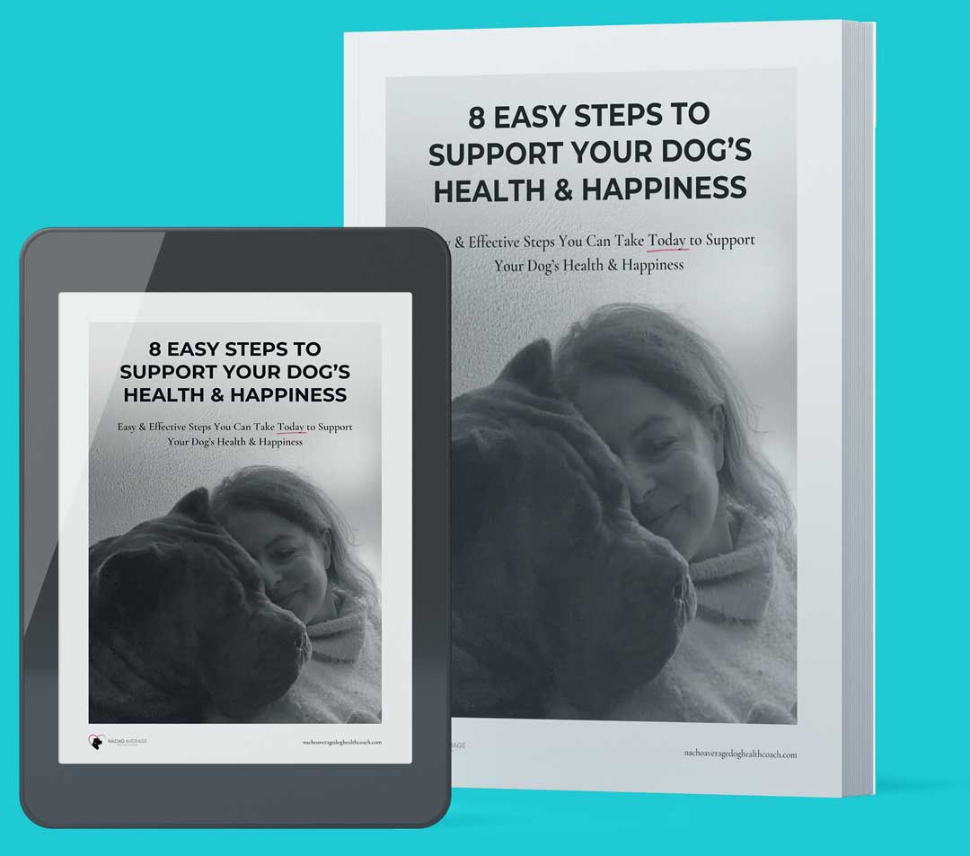 Picture of '8 Easy Steps to Support Your Dog's Health & Happiness' freebie guide.