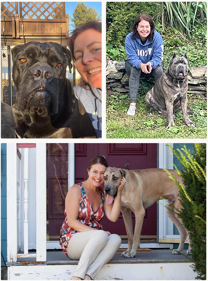 A delightful photo collage capturing Sunny with her dogs.