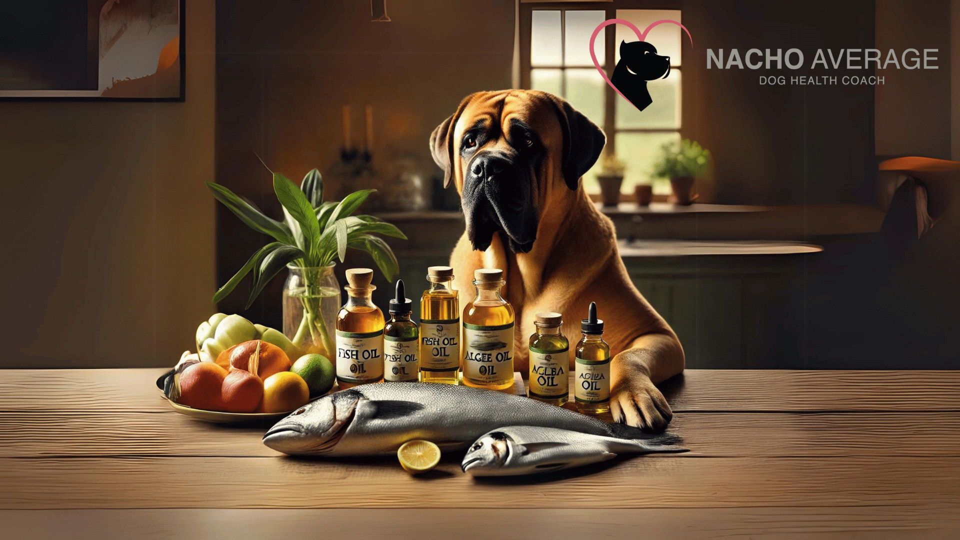 Mastiff Dog and Fish Oil